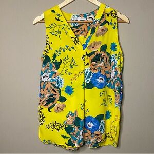 Violet & Claire Sleeveless Blouse Women Small Yellow Floral Lightweight Boho